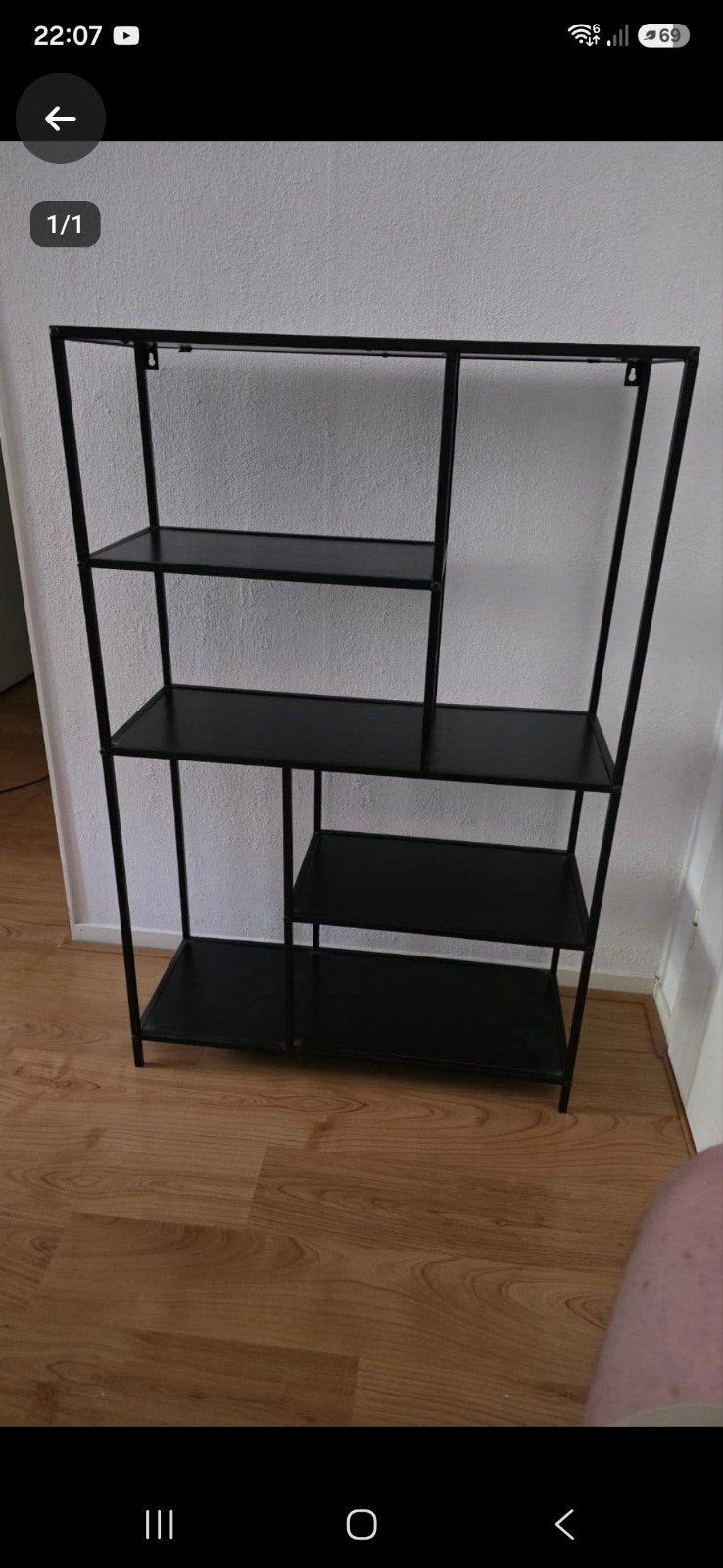 Zwart metalen kastje/rek met planken, Ophalen, Met plank(en), Gebruikt, 50 tot 100 cm