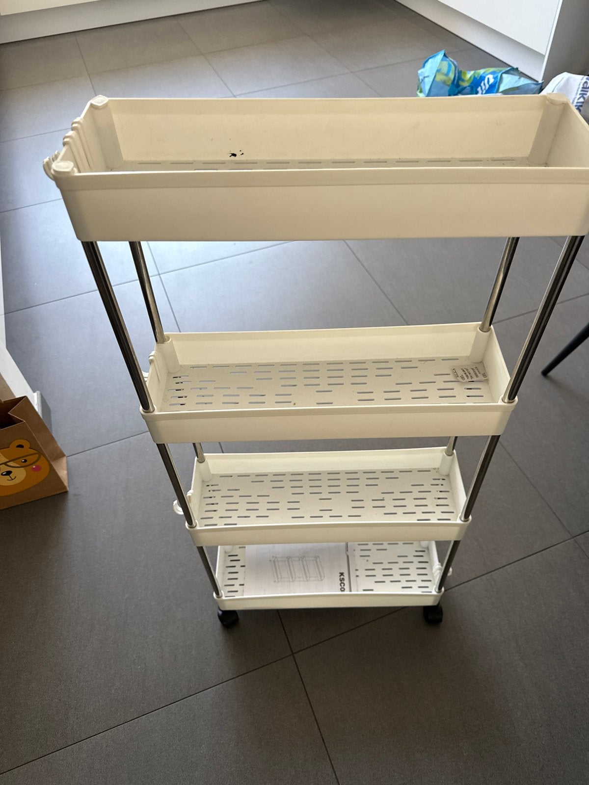 Handige witte trolley met 4 etages, Ophalen of Verzenden, Gebruikt