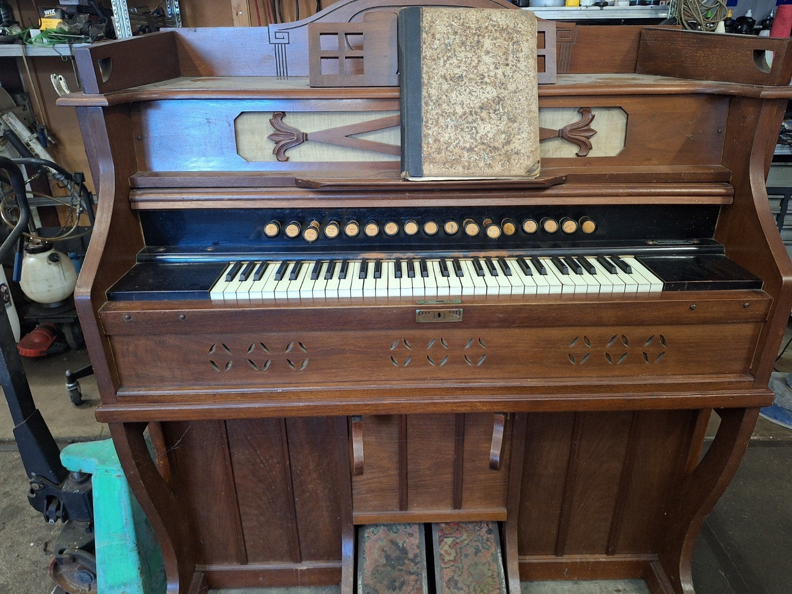 Antiek traporgel / harmonium uit 1915, Muziek en Instrumenten, Orgels, Ophalen, Gebruikt, 1 klavier, Harmonium