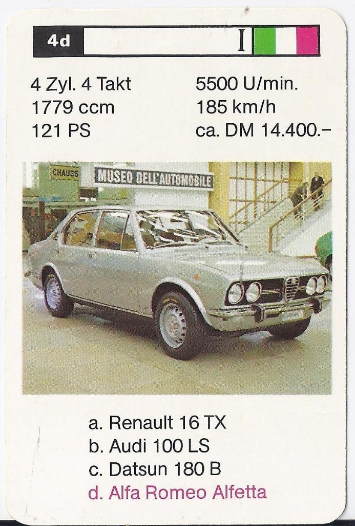 Kw3927 autokaartje 4d alfa romeo alfetta, Ophalen of Verzenden, Zo goed als nieuw, Auto's