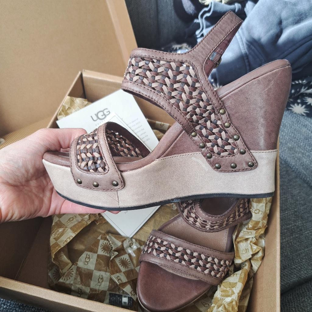 UGG Australia leren wedge sandalen boho Ibiza maat 38 51257, UGG, Bruin, ., Ugg Australia