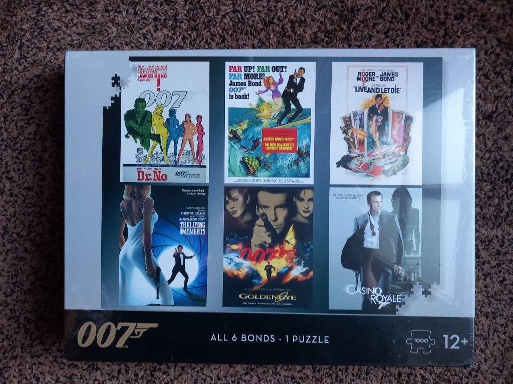 Puzzel 007 James Bond all 6 Bonds 1000 stukjes, Ophalen of Verzenden, 500 t/m 1500 stukjes, Nieuw, Legpuzzel