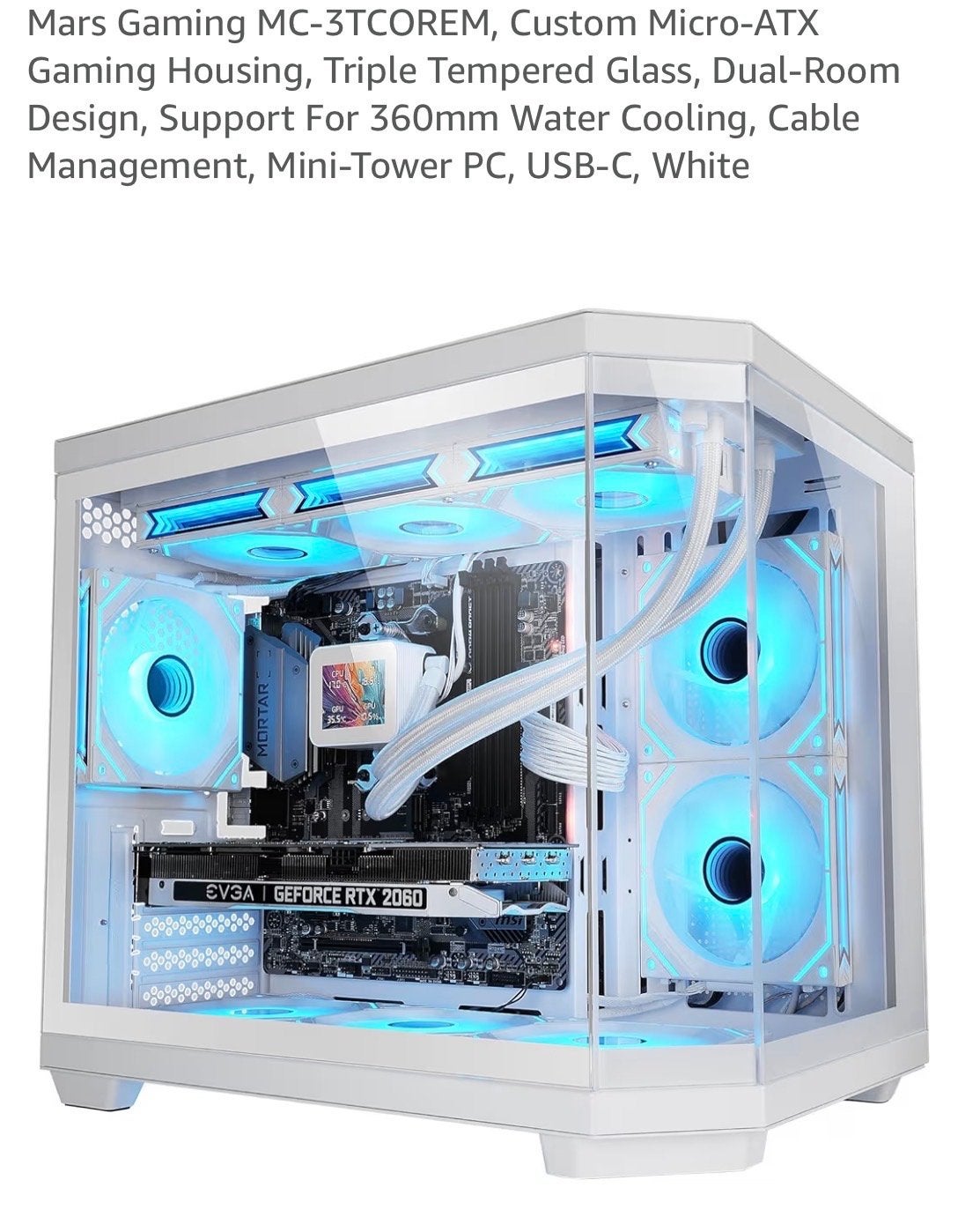 Mars Gaming MC-3TCOREM Micro-ATX Gaming Behuizing Wit, Ophalen of Verzenden, Nieuw