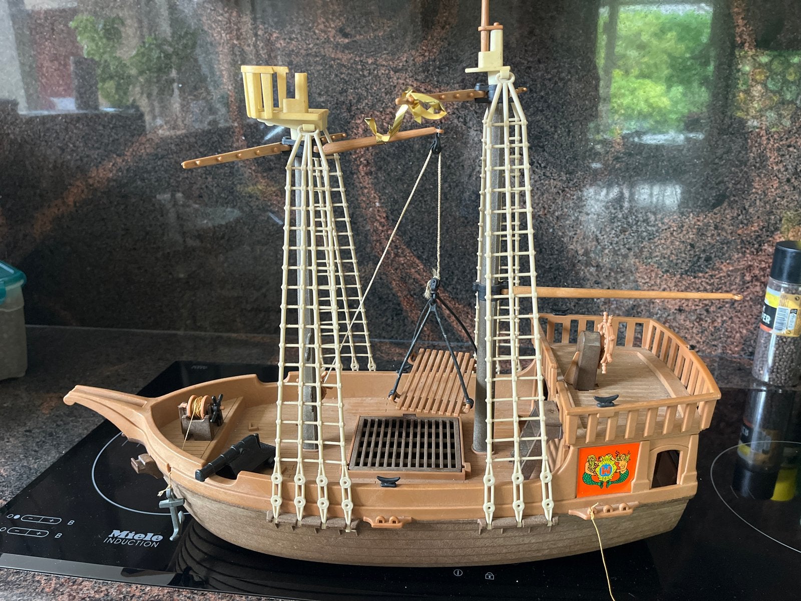 Playmobil Piratenschip - met accessoires en poppetjes, Pirates, Gebruikt, Complete set, Ophalen of Verzenden
