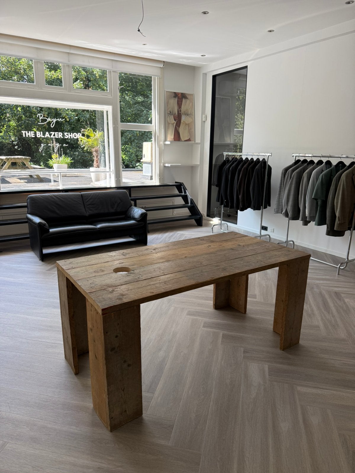 Robuust houten werktafel / tuintafel, Ophalen