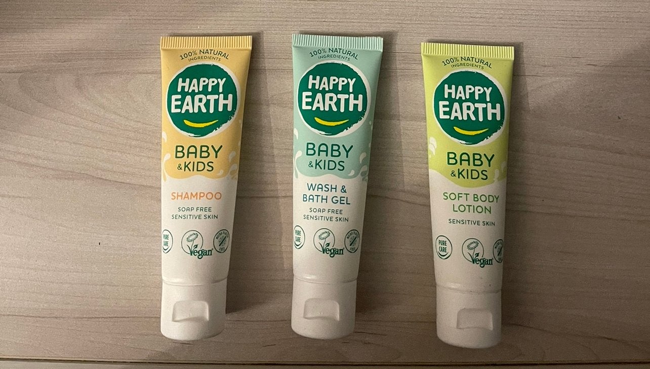Happy Earth Baby & Kids Verzorgingsset (Shampoo, Wasgel, Lot, Sieraden, Tassen en Uiterlijk, Ophalen of Verzenden, Nieuw, Bad & Douche