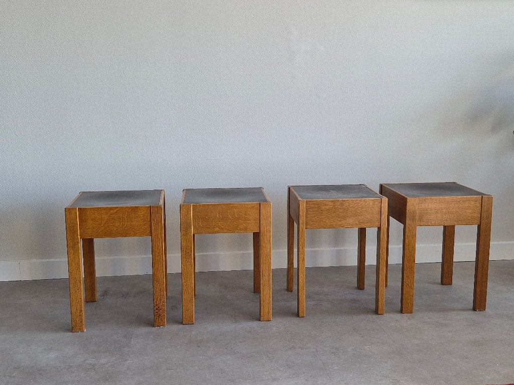 6 Originele Berlage Museumkrukken – Gemeentemuseum Den Haag, Huis en Inrichting, Ophalen, Gebruikt, Hout