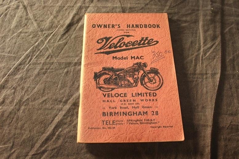 Velocette Mac 350cc motorcycle owner's manual, Ophalen of Verzenden, Overige merken