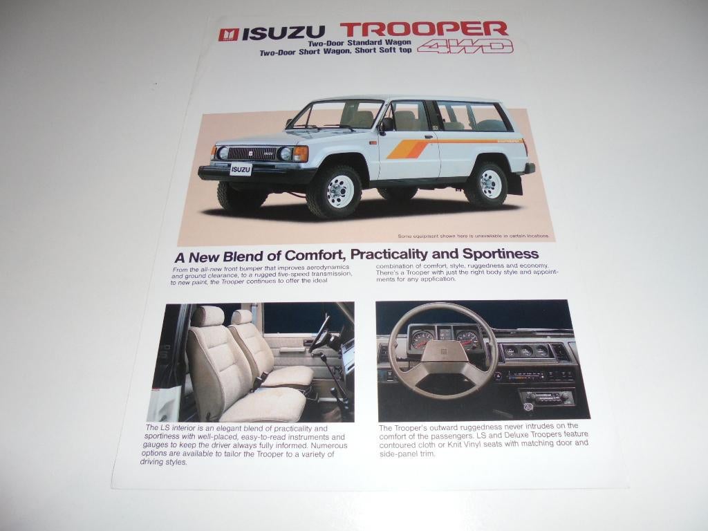 leaflet Isuzu Trooper 4WD  1985, Ophalen of Verzenden, Zo goed als nieuw, Overige merken