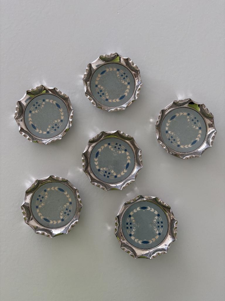 Vintage art deco / jugendstil onderzetters, Ophalen, Zo goed als nieuw, Glas of Kopje