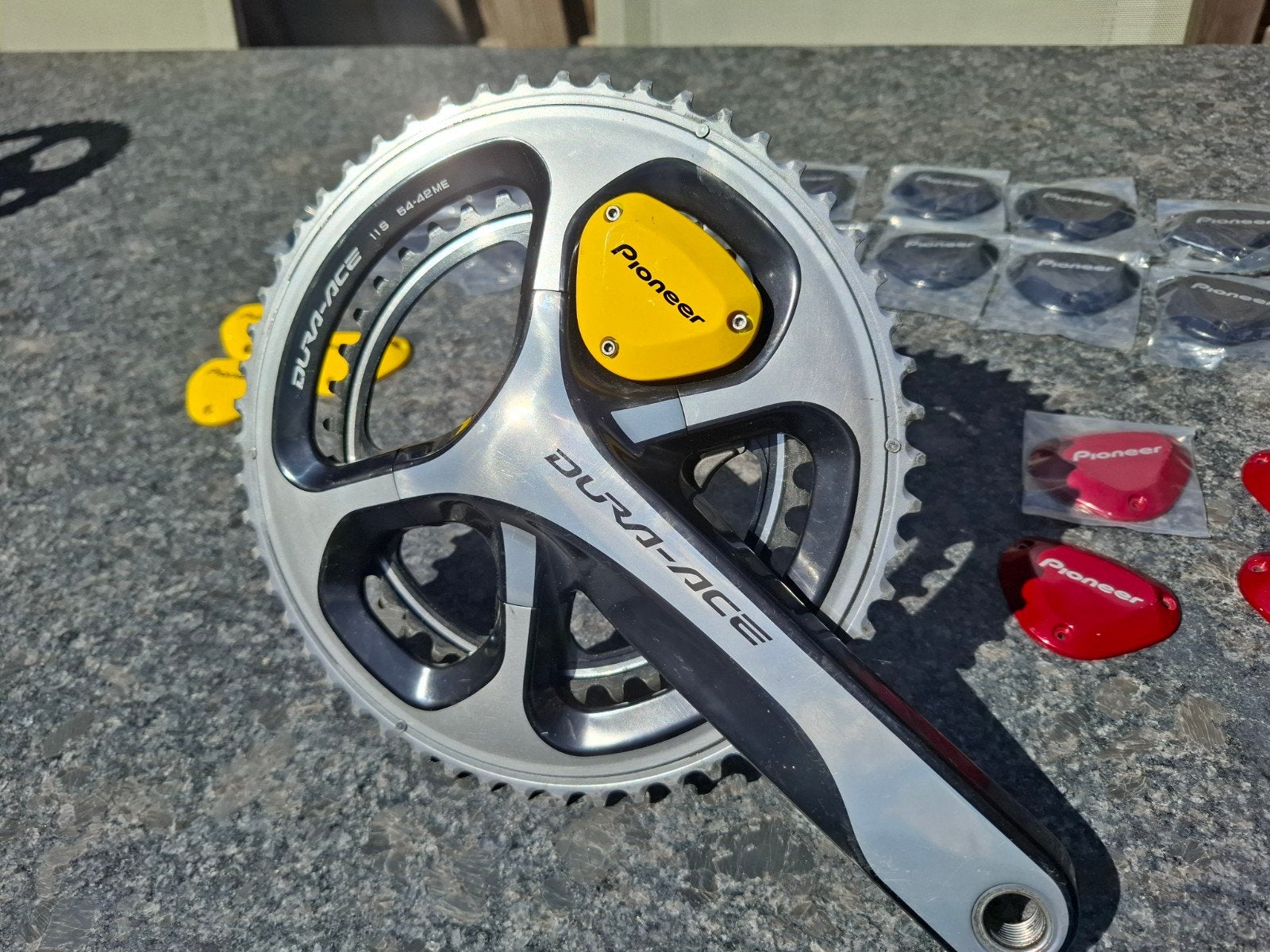 Shimano Dura-Ace 9000 175mm Pioneer Powermeter incl. bladen!, Fietsen en Brommers, Fietsonderdelen, Crankstel of Pedalen, Gebruikt