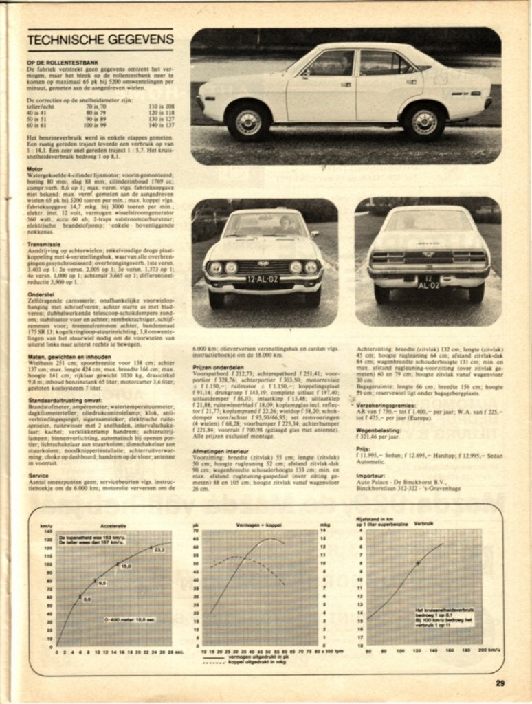 Autovisie test Mazda 929 December 1973, Ophalen of Verzenden, Gelezen, Mazda