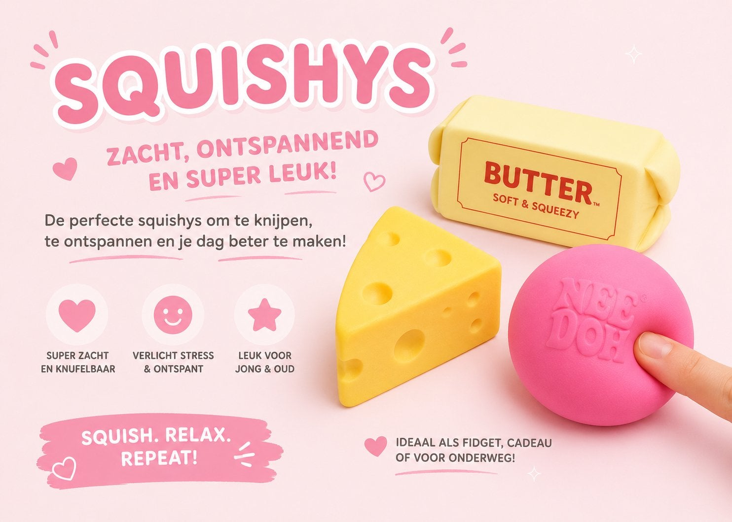 viral squishy’s (butter,cheese,needoh etc), Ophalen of Verzenden, Nieuw