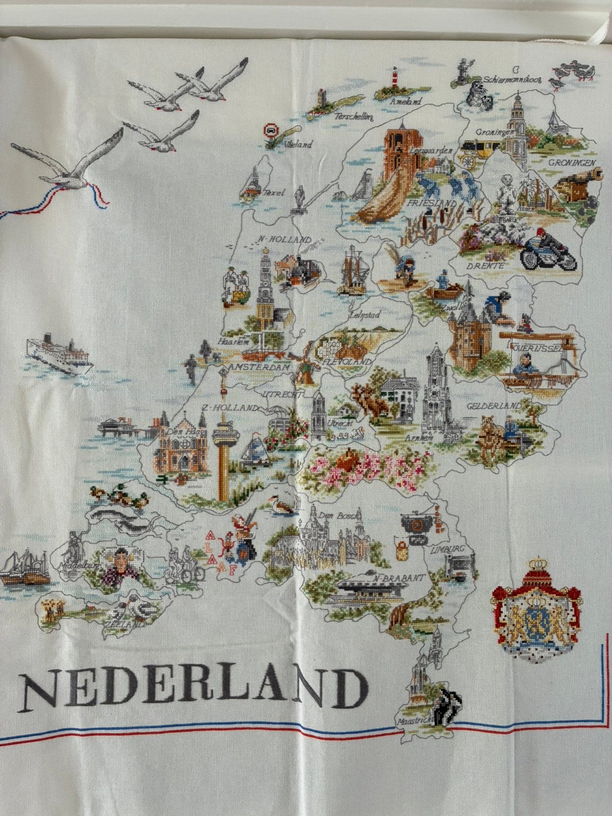 Lanarte | wandkleed handgeborduurd - kaart van Nederland, Ophalen of Verzenden, Zo goed als nieuw, Handborduren, Overige typen