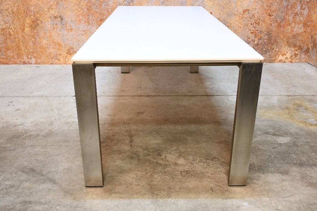 Als Nieuw! witte Arco Graphic design eetkamertafel, ARCO, 200 cm of meer, Zo goed als nieuw, Vijf personen of meer
