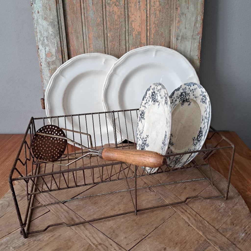 Brocante oud Frans metalen bordenrek afdruiprek *Etage3*, Gebruikt, ., Ophalen of Verzenden, .