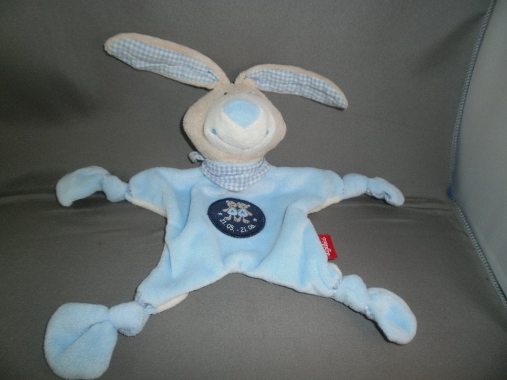 sigikid konijn blauw/bruin/wit velours met katoen tweeling, Blauw, Ophalen of Verzenden, Wasbaar, Middelgroot (20 tot 80 cm)