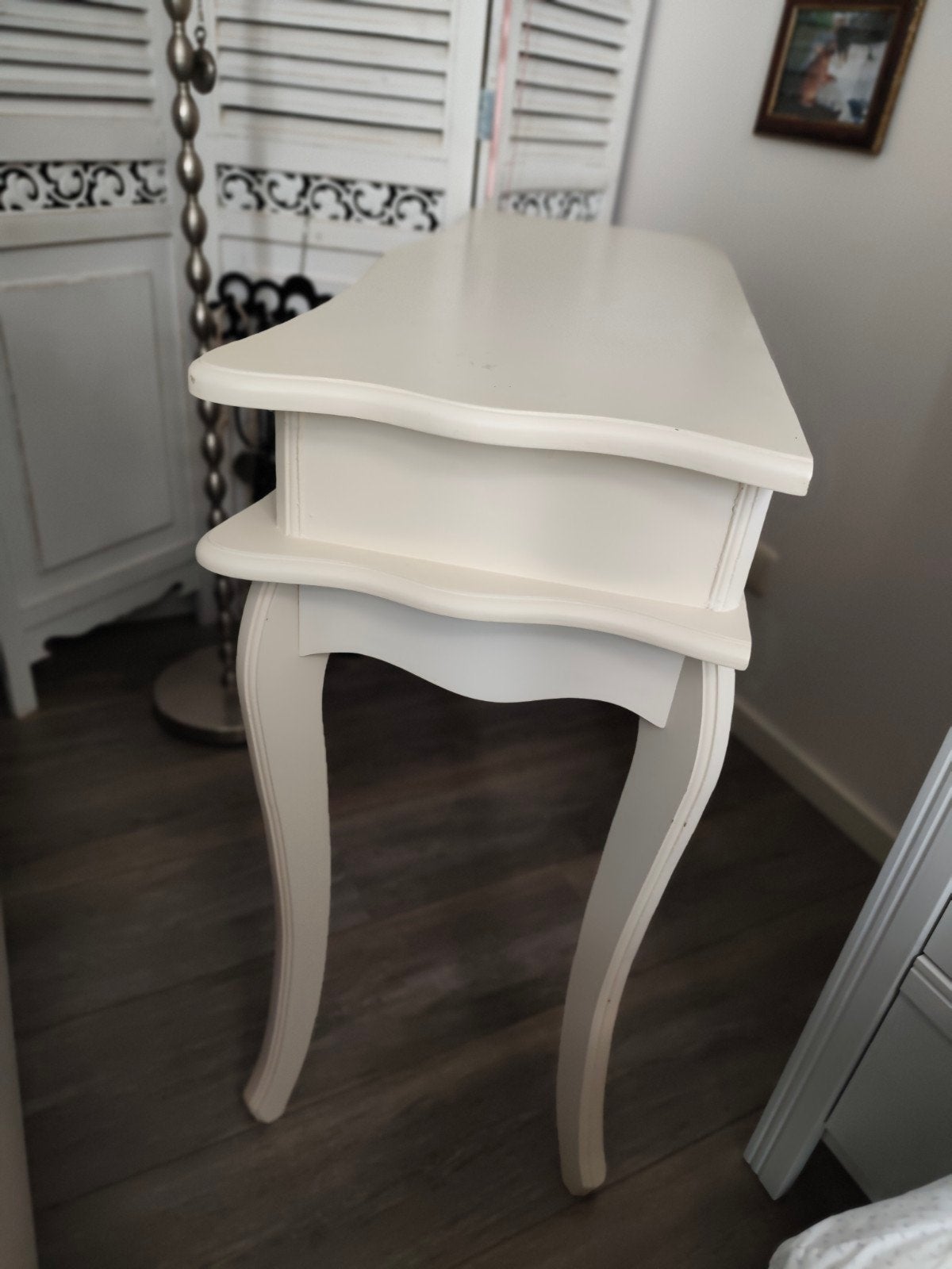 Crèmekleurig houten sidetable met 2 lades, Huis en Inrichting, Ophalen, Gebruikt, 100 tot 150 cm, Minder dan 100 cm