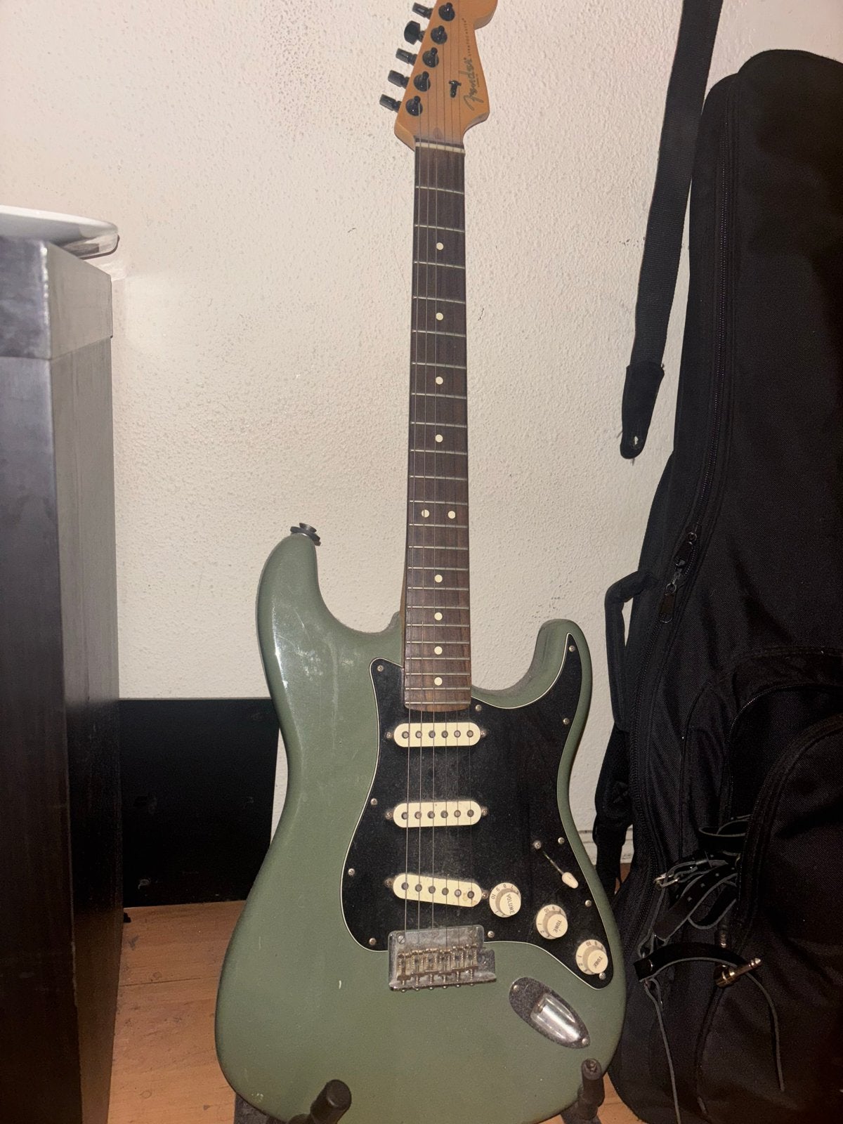 Fender Stratocaster  USA - Olijfgroen, Muziek en Instrumenten, Ophalen, Gebruikt, Solid body, Fender