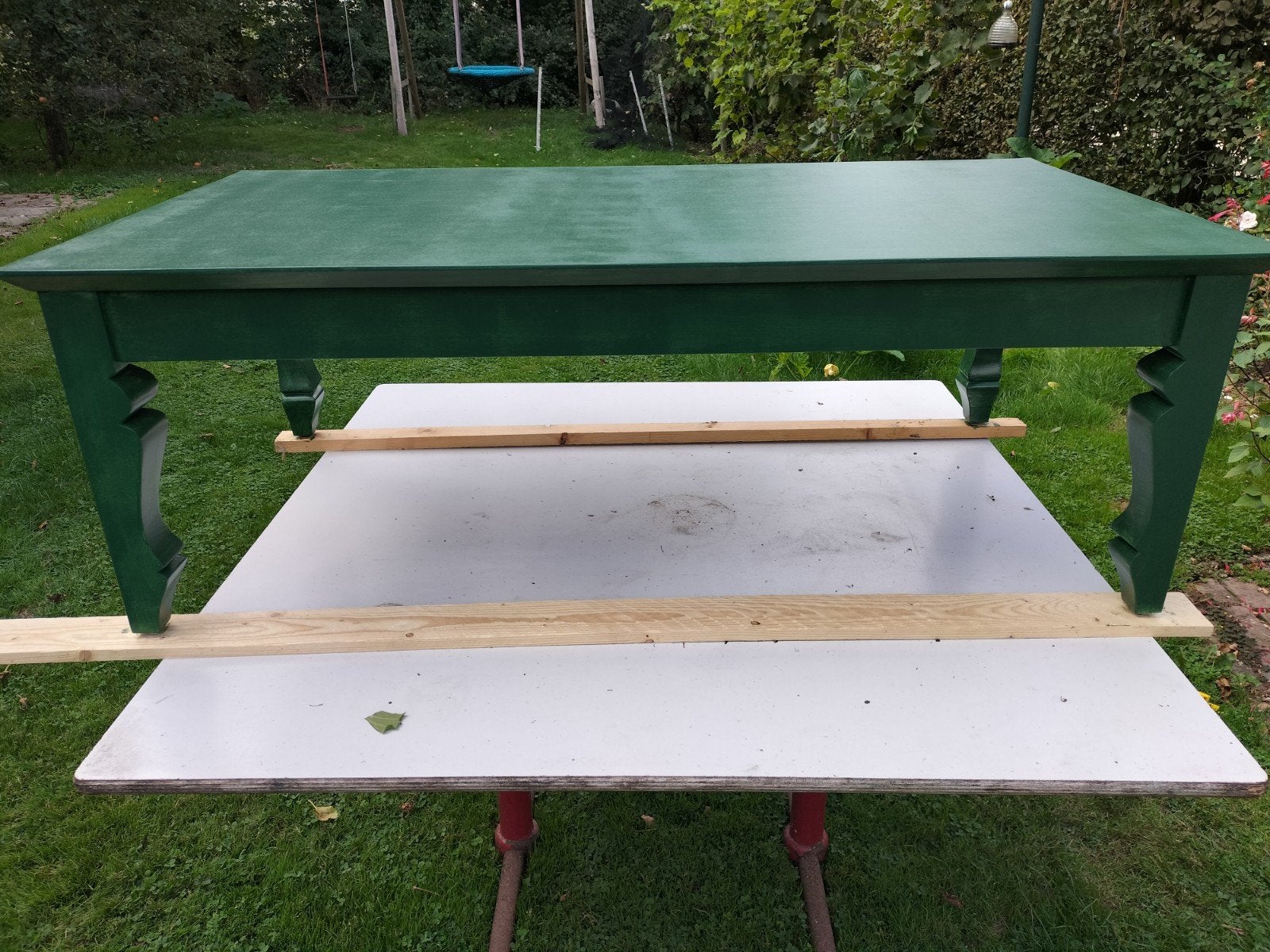 Stevige salontafel - Dark Brunswick Green 88, Ophalen, Gebruikt, 100 tot 150 cm, 50 tot 100 cm