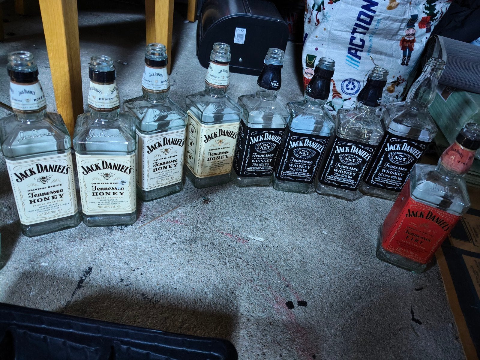 Jack Daniel's lege flessen en blik - decoratie, Ophalen of Verzenden, Gebruikt