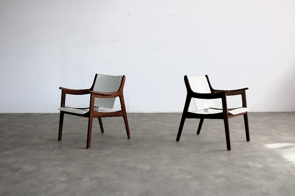 vintage fauteuils | armchairs | teak | jaren 60, Hout, Gebruikt, ., 75 tot 100 cm