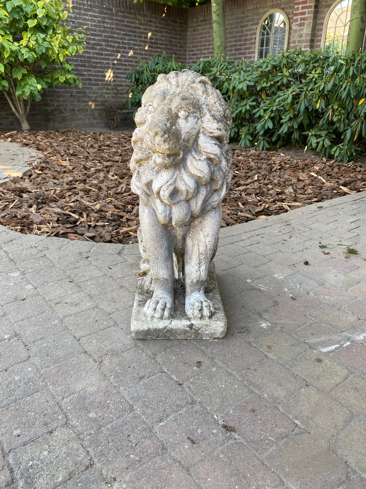 Betonnen Leeuw - Tuinbeeld 55 cm hoog, Tuin en Terras, Tuinbeelden, Ophalen, Gebruikt, Beton, Dierenbeeld