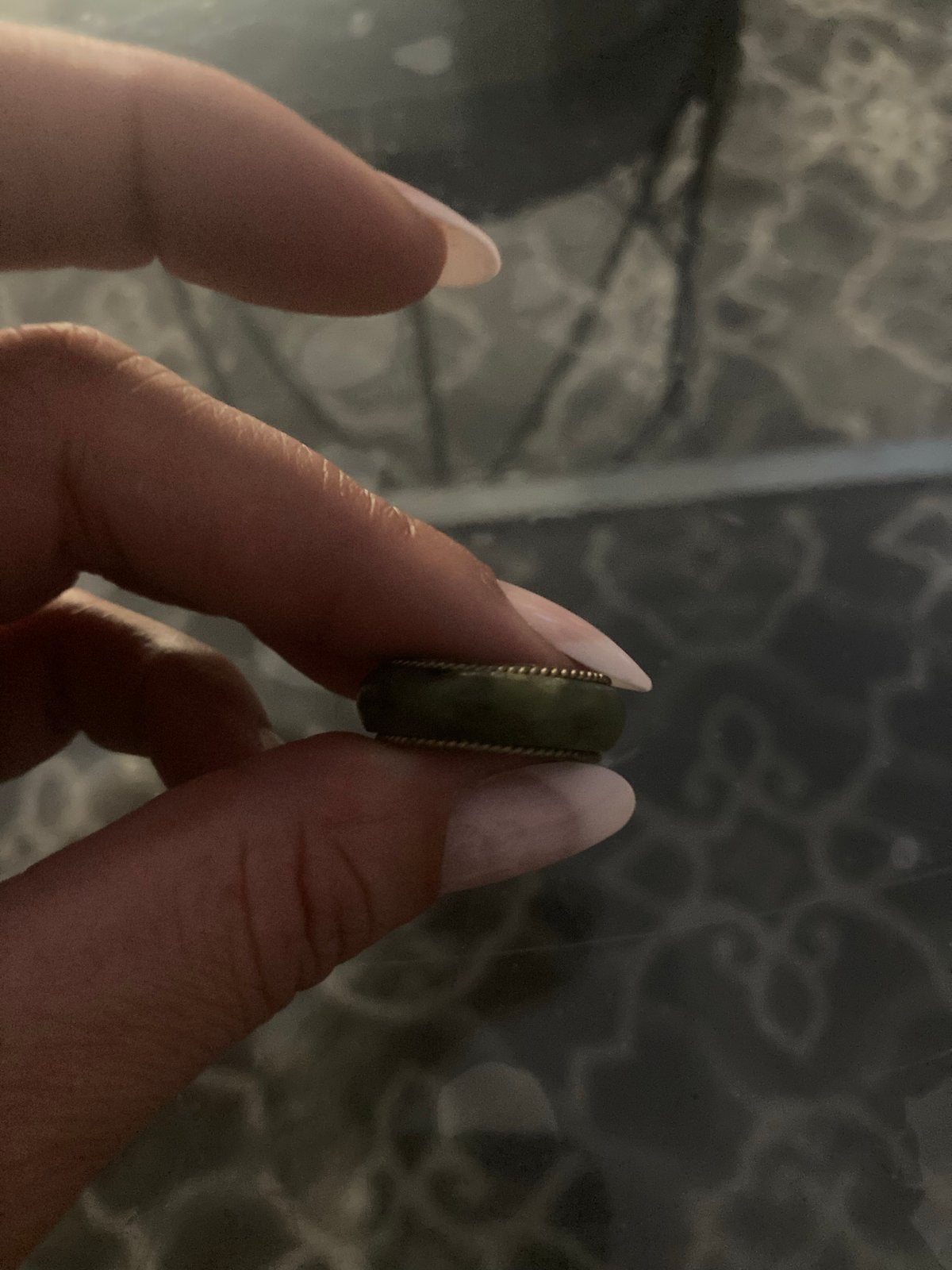 Elegante ring met jade steen, Gebruikt, Ophalen of Verzenden, 17 tot 18, Met edelsteen