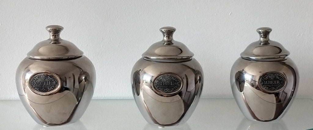 voorraad potten koffie thee suiker, volgnr 20, Ophalen of Verzenden, Zo goed als nieuw, Overige materialen, Pot, Bus of Blik