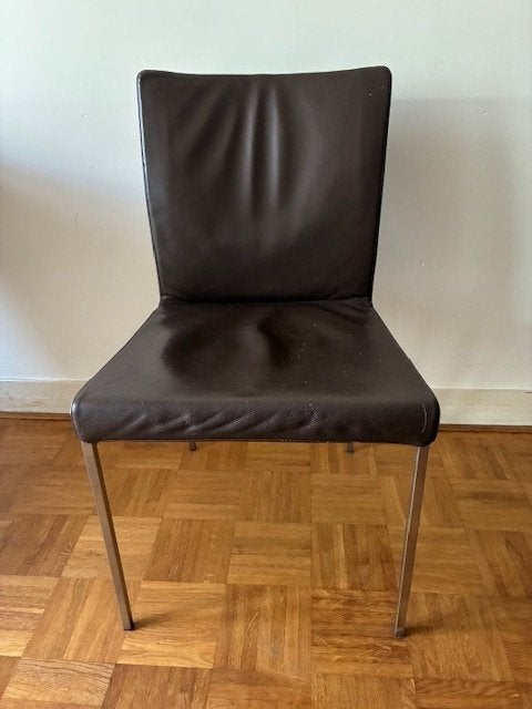 4 Molinari eetkamerstoelen, Ophalen, Gebruikt, Bruin, Leer