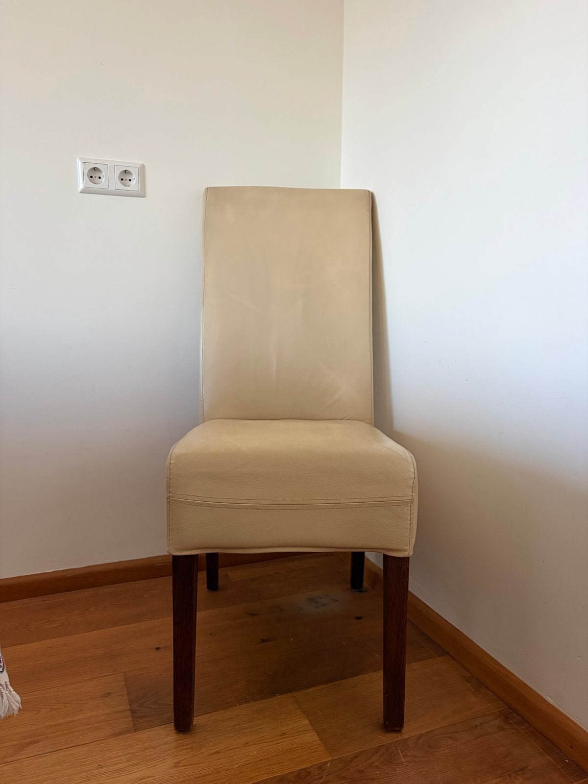 6 Leren eetkamerstoelen - Beige/Crème, Ophalen, Gebruikt, Overige kleuren, Leer