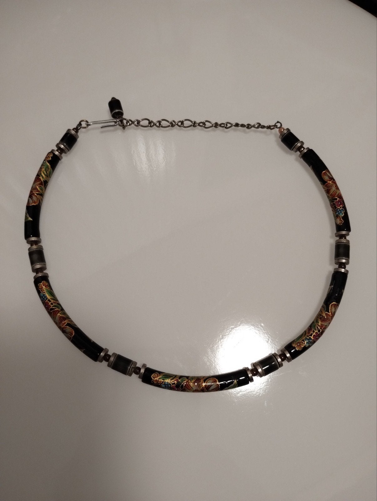 Vintage Japanse cloisonne choker ketting, Ophalen of Verzenden, Nieuw, Zwart, Overige materialen