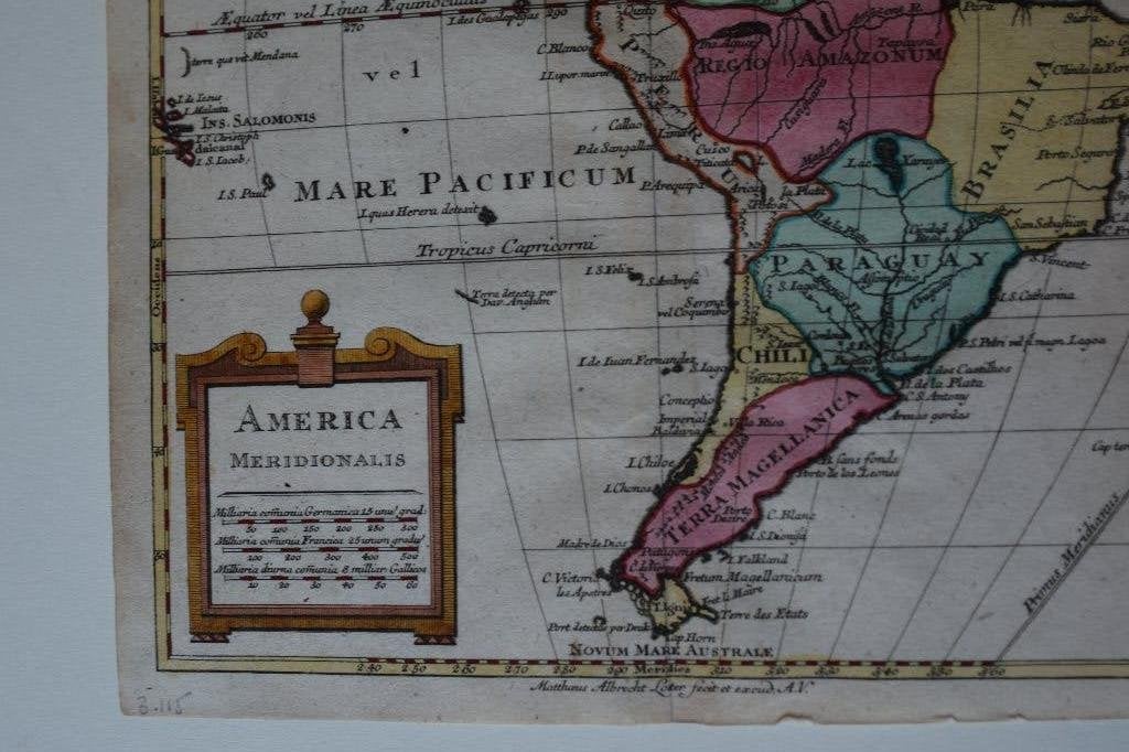 ZUID-AMERIKA Kopergravure Landkaart 1795 M.A. LOTTER E12, Verzenden, Cartografie, 19 cm, Gravure