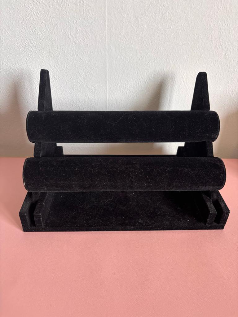 Sieraden display set - Zwart fluweel en kunststof, Ophalen, Gebruikt