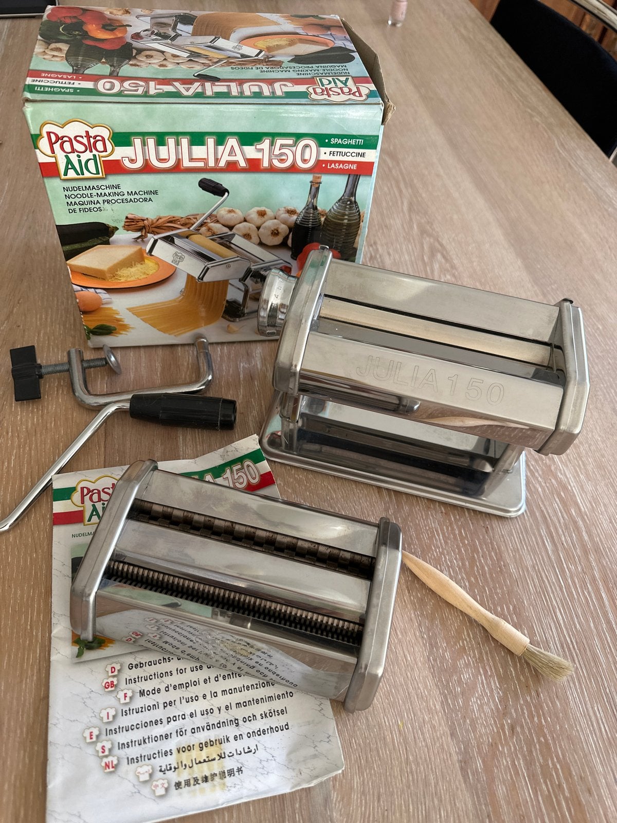 Pastamachine Julia 150 - Maak zelf heerlijke pasta!, Zilver, Ophalen of Verzenden, Zo goed als nieuw, Metaal
