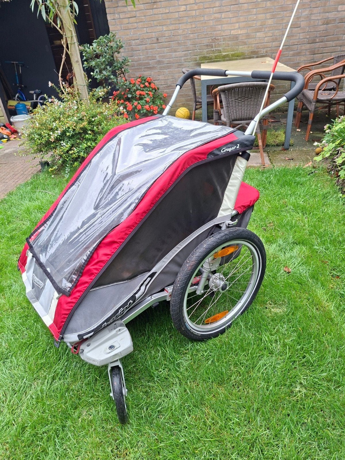 Chariot fietskar, Cougar 2, Fietsen en Brommers, Ophalen, Gebruikt, Opvouwbaar, Kinderkar