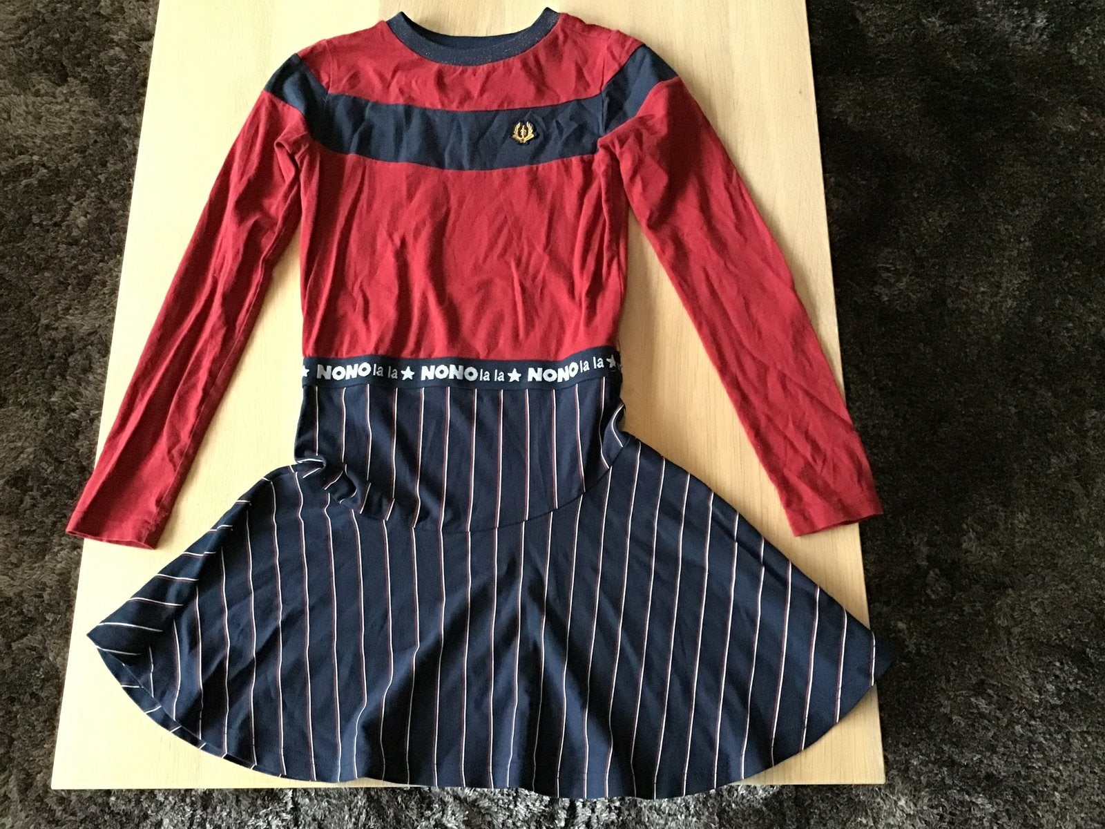 NONO jurk rood/blauw gestreept 146/152, Ophalen of Verzenden, Gebruikt, Meisje, Jurk of Rok