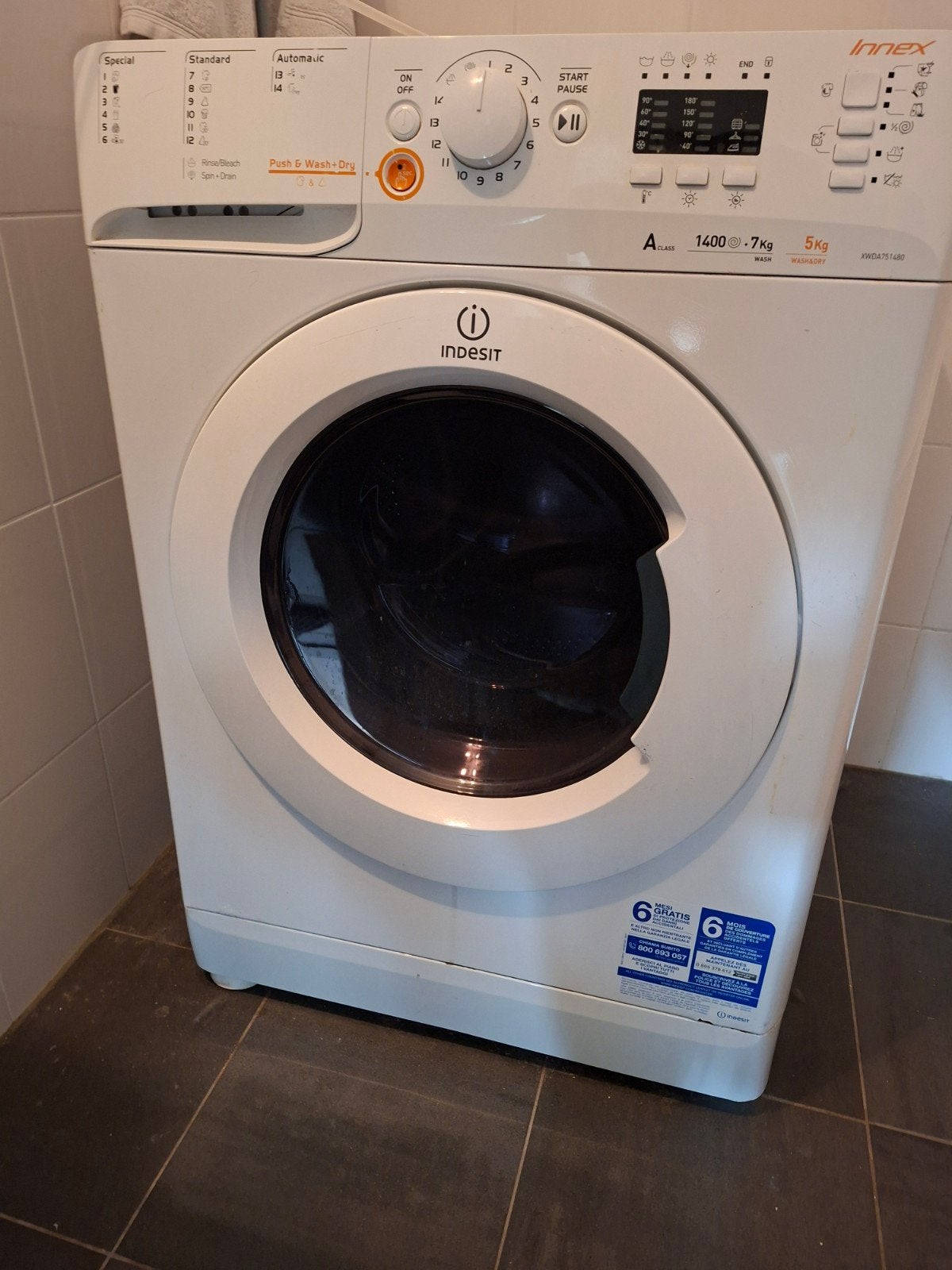 Indesit Innex Wasmachine 7kg A-klasse 1400 toeren, Witgoed en Apparatuur, Wasmachines, Gebruikt, Ophalen of Verzenden, Voorlader