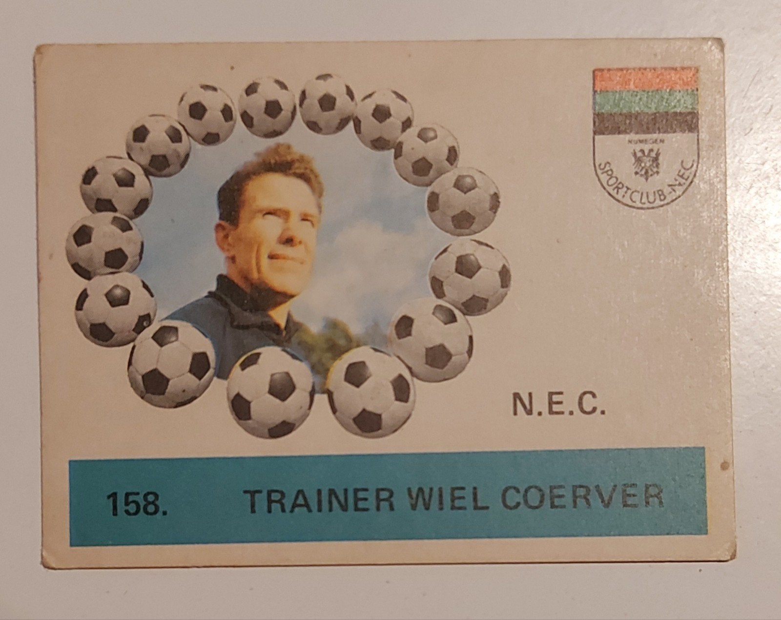 NEC Nijmegen Monty Gum 1971 Wiel Coerver, Verzenden, Gebruikt, Overige binnenlandse clubs, Poster, Plaatje of Sticker