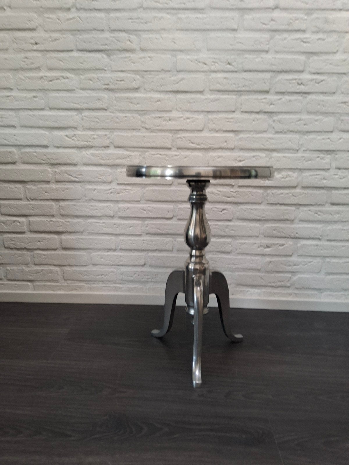Bijzettafeltje zilver, Minder dan 55 cm, Metaal of Aluminium, Rond, Ophalen