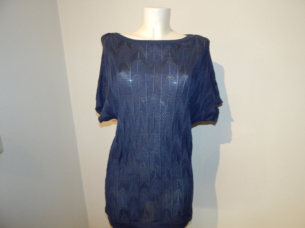 Missoni nacht blauw top tuniek aztec motief verweven I42, Zo goed als nieuw, Missoni, Maat 36 (S), Verzenden