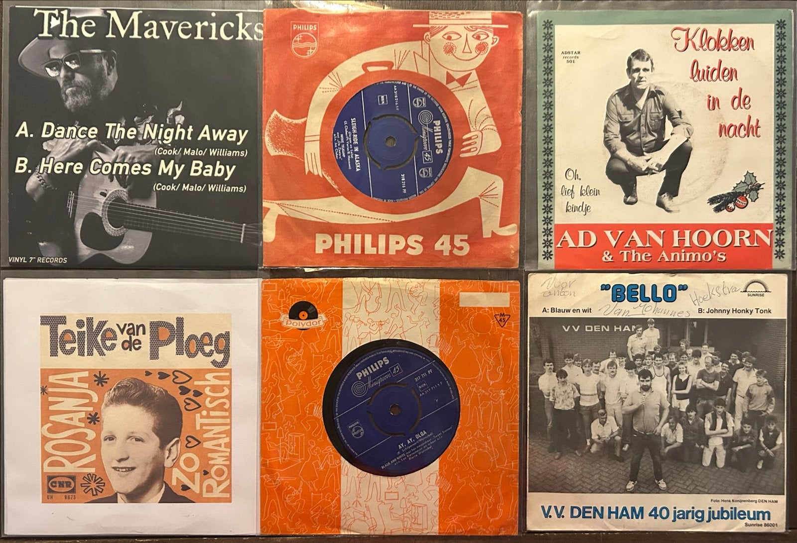 6 x single Teike vd Ploeg Mavericks VV de Ham Mieke Telkamp, Gebruikt, Originele persing, 7 inch, Ophalen of Verzenden