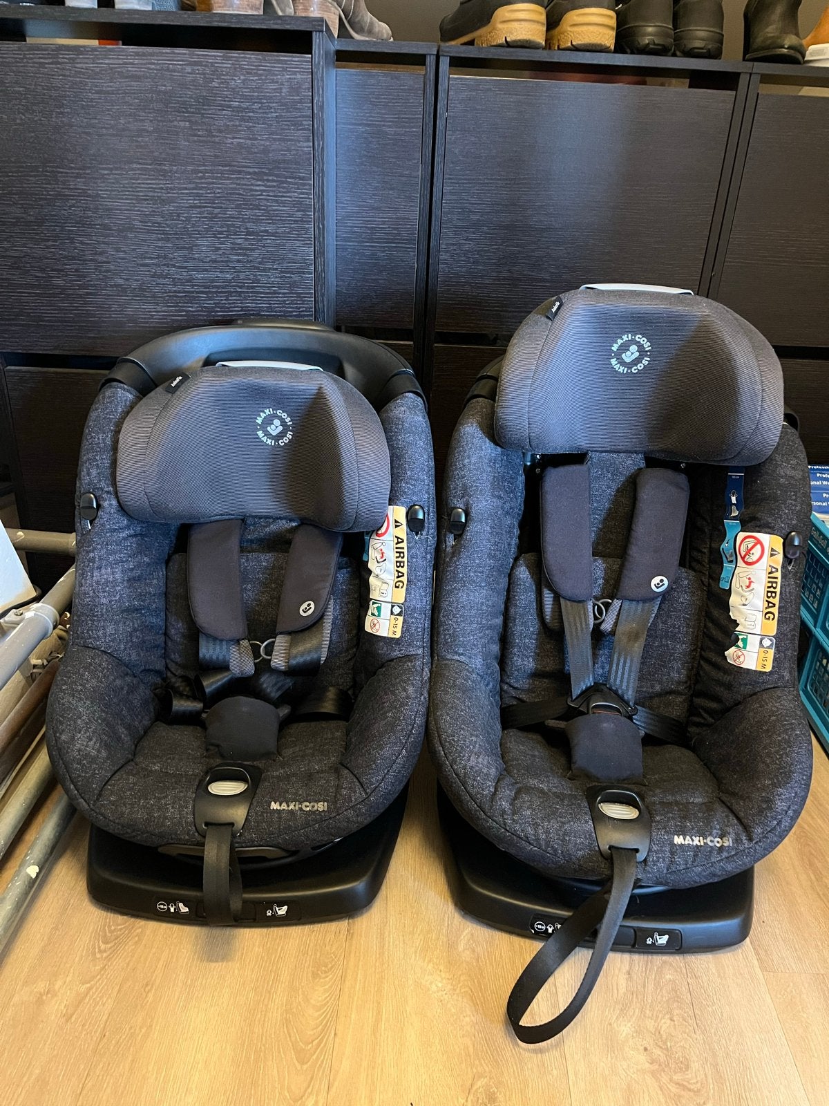 2x Maxi Cosi Assisfix autostoel + Hauck stoelbeschermer, Ophalen, Gebruikt, 0 t/m 18 kg, Zijbescherming