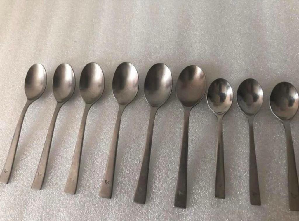 Lepel / lapeltje x 9 stuks - RVS, Ophalen of Verzenden, Zo goed als nieuw, Rvs of Chroom, Los bestek