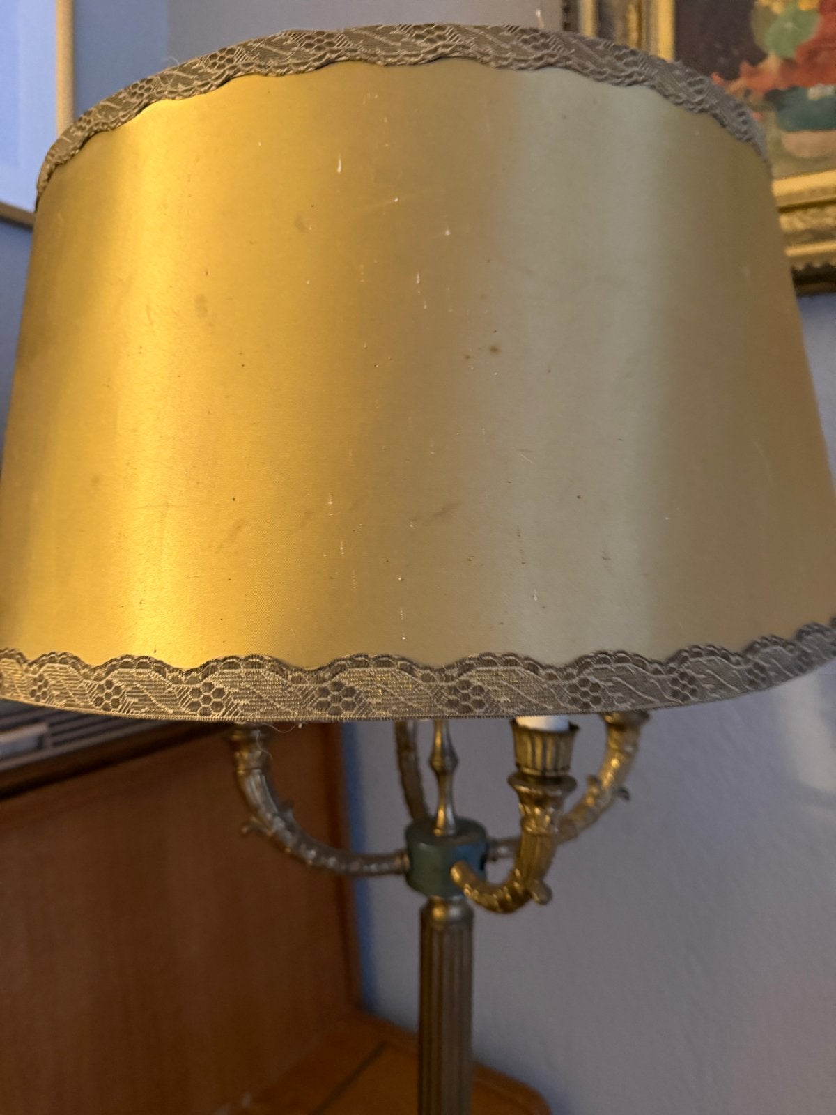 Vintage messing vloerlamp met gouden kap, Ophalen