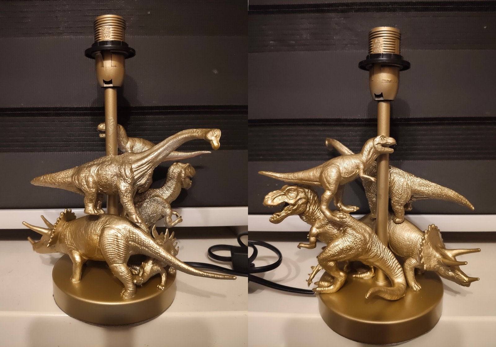 Unieke gouden dinosaurus lampenvoet met E14 fitting, Ophalen of Verzenden