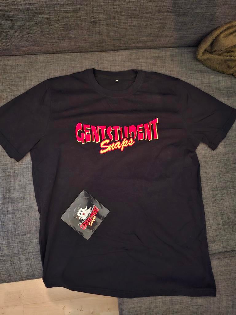 Gentstudent T-shirt (M) & Tanktop (S) met stickers, Maat 48/50 (M), Zwart, Ophalen of Verzenden, Zo goed als nieuw