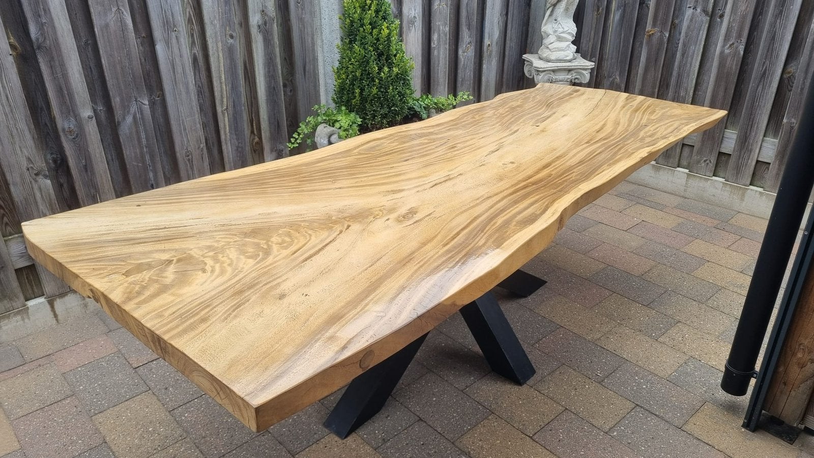 Boomstamtafel, Tuin en Terras, Tuintafels, Ophalen, Zo goed als nieuw, Rechthoekig, Hout