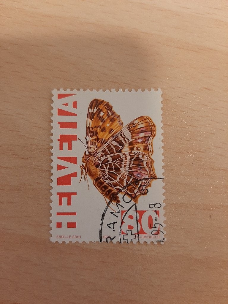 Zwitserland vlinder, Verzenden, Gestempeld