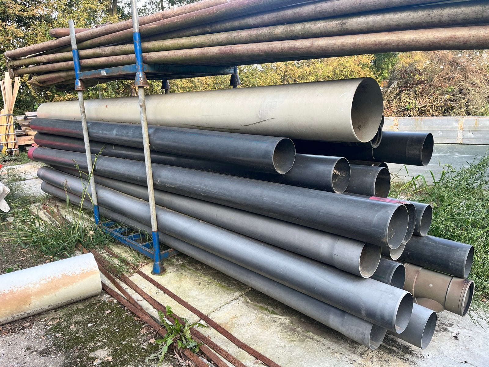PVC buizen diameter 200x3 5meter per stuk, Ophalen, Gebruikt, Pvc, 6 meter of meer